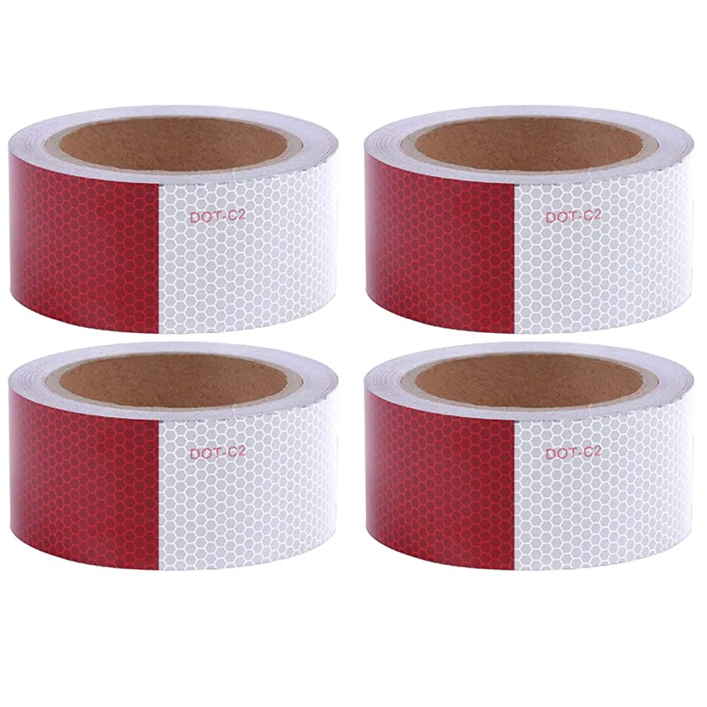 4 Rolls Reflective Tape Dot Conspicuity 2" X 10ft Red White Visibility Adhesive