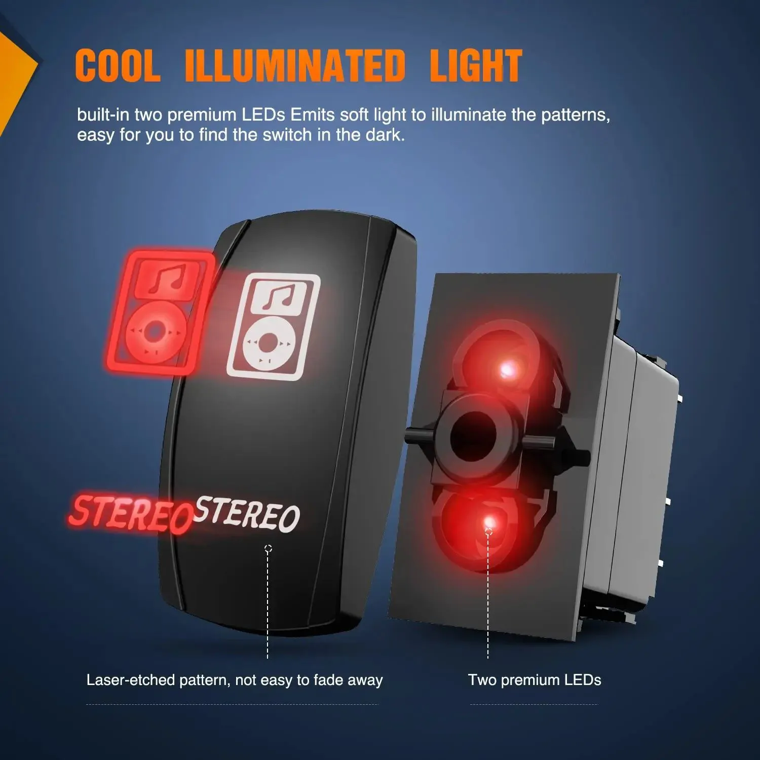 5Pin Laser On/Off Stereo Rocker Switch Red