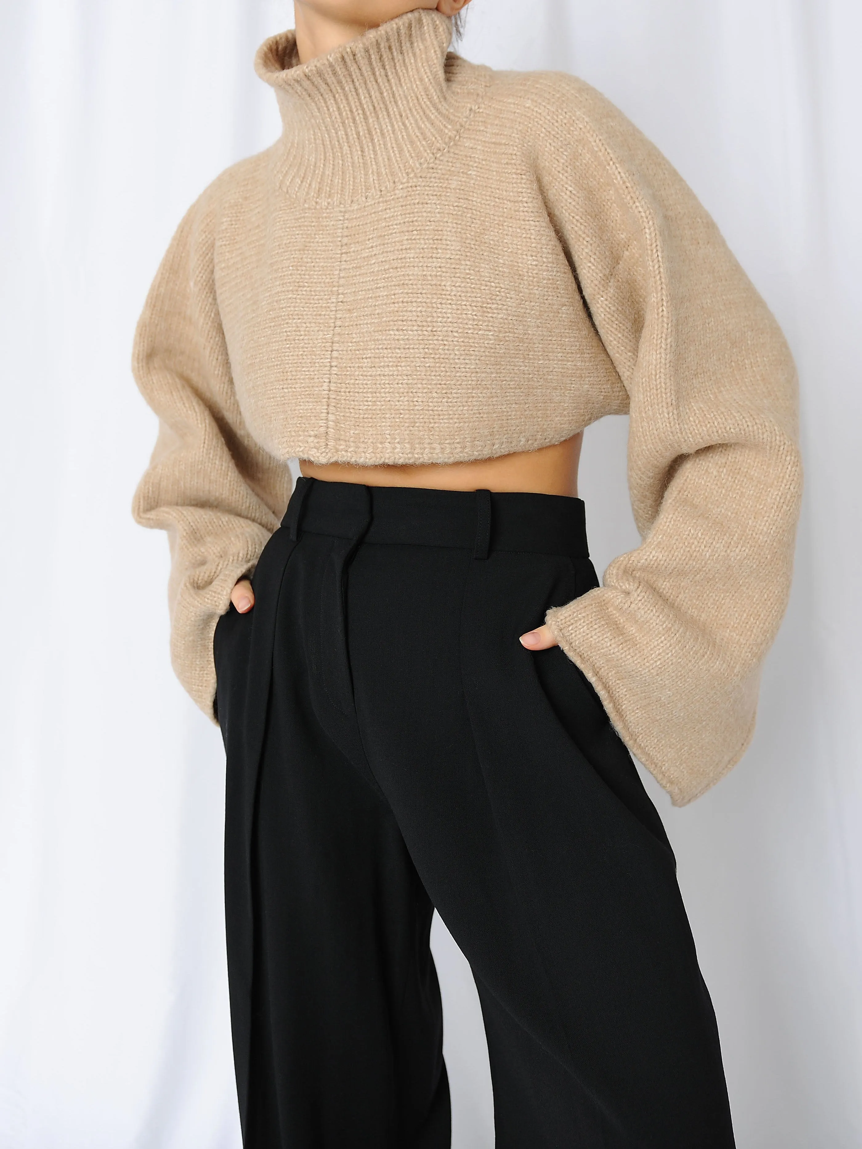 Beige Crop Sweater
