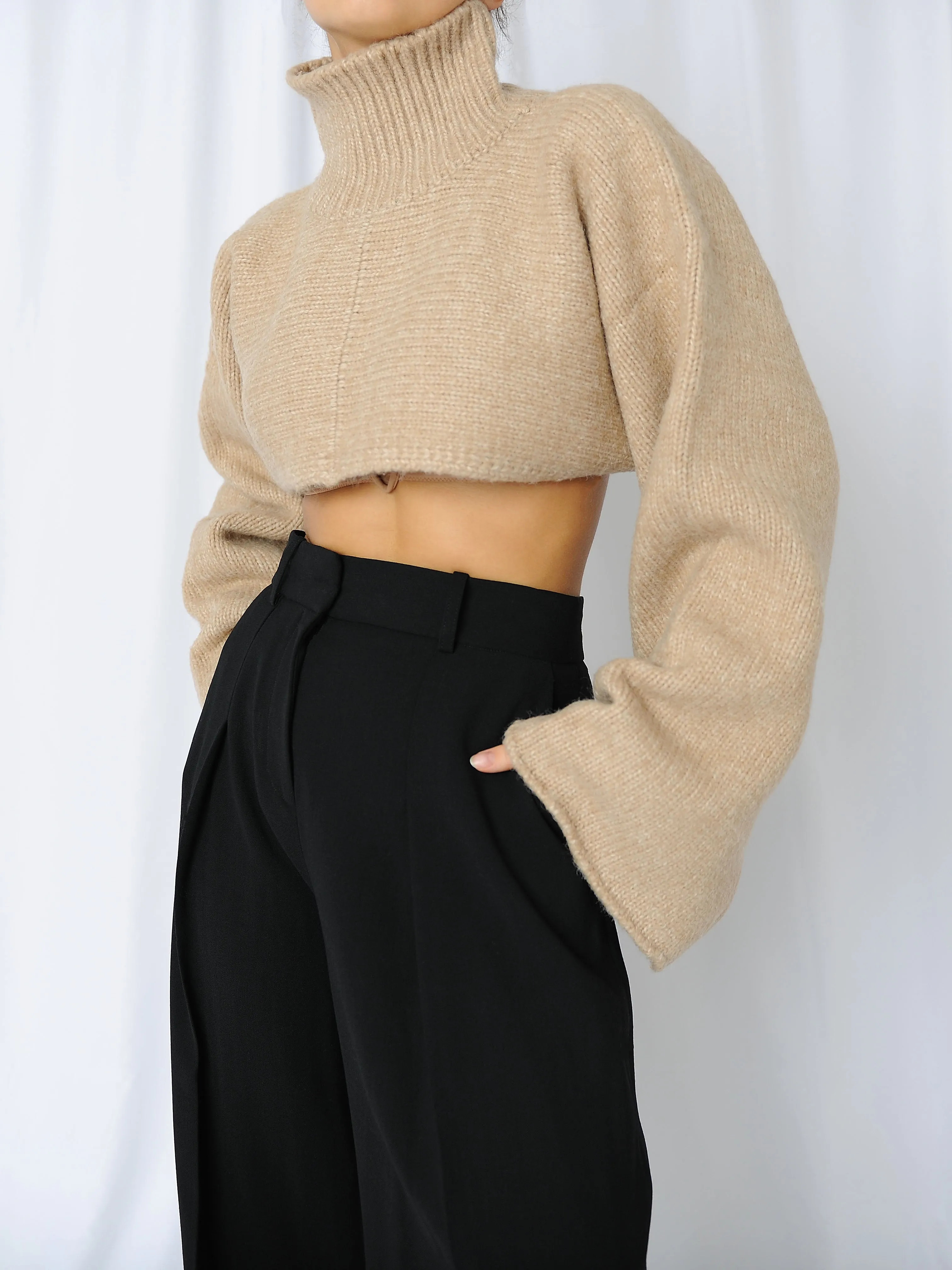 Beige Crop Sweater