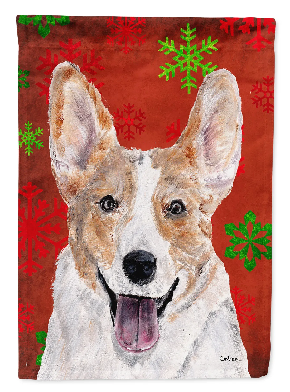 Cardigan Corgi Red Snowflakes Holiday Flag Garden Size SC9744GF