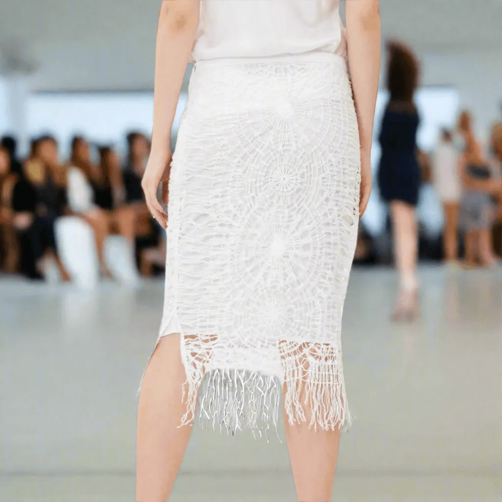 Crochet Fringe Midi Skirt