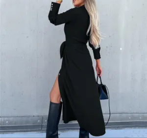 Fashion Long Sleeve Big Hem Shirt Dress