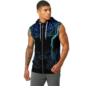 Glowing Circuit Sleeveless Pullover & Zip Hoodie