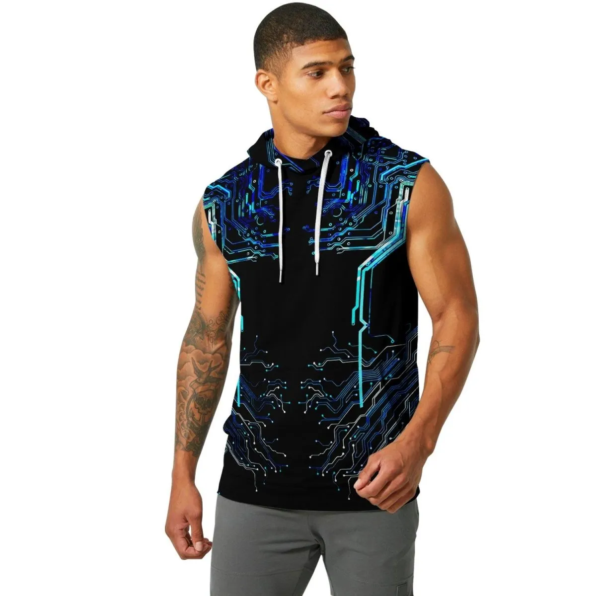 Glowing Circuit Sleeveless Pullover & Zip Hoodie
