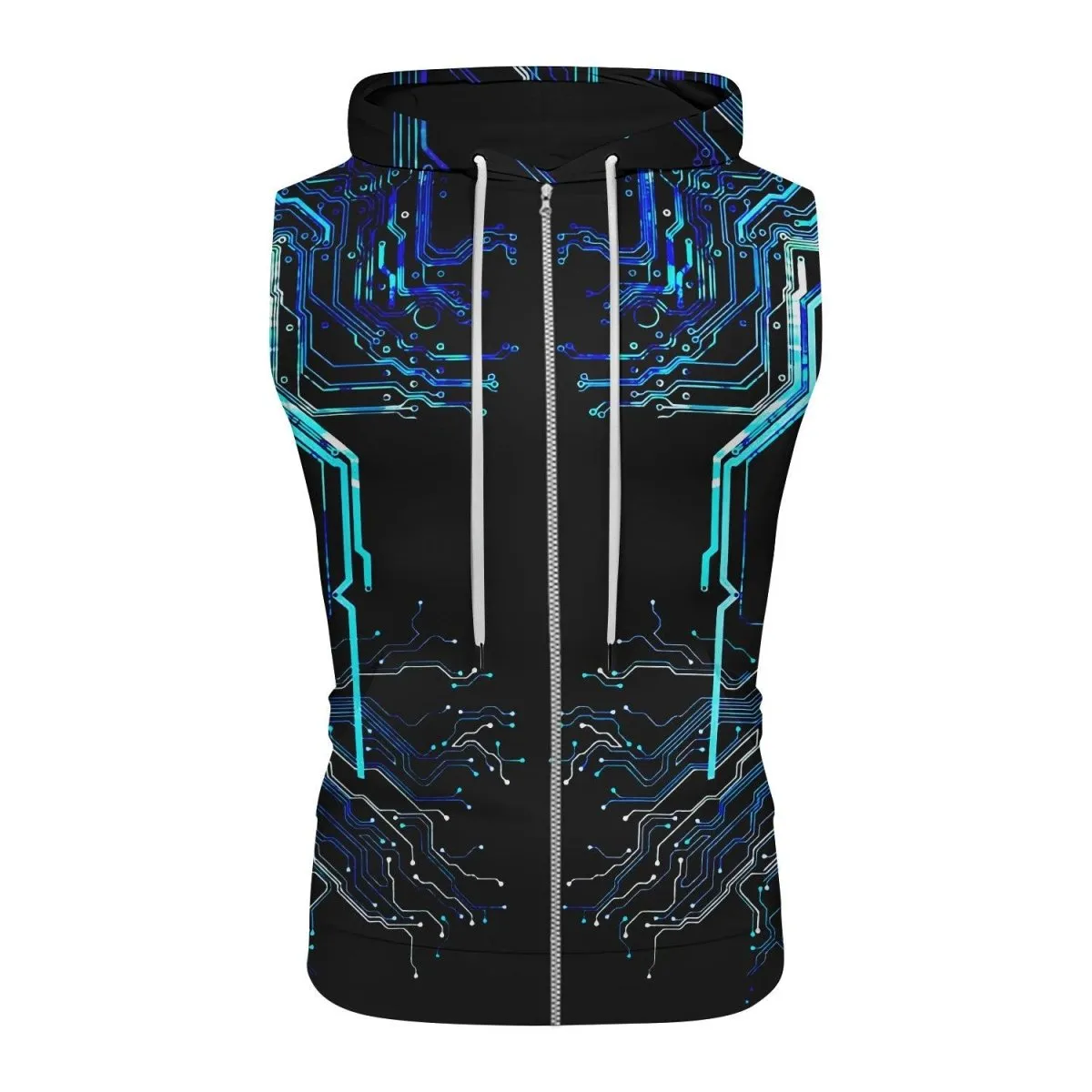Glowing Circuit Sleeveless Pullover & Zip Hoodie