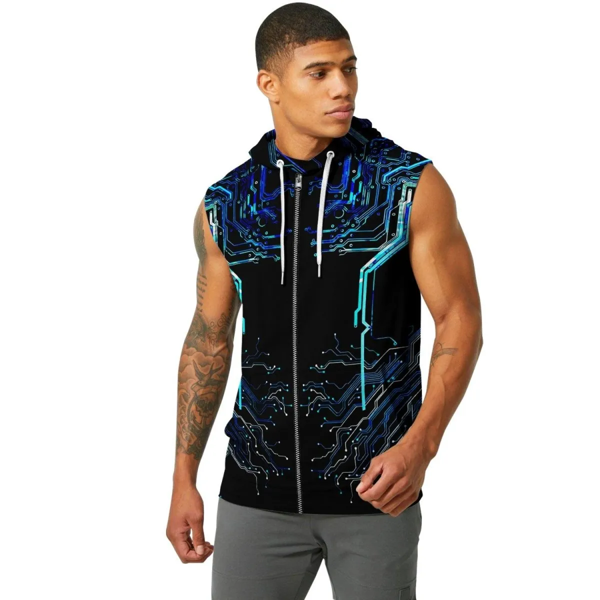 Glowing Circuit Sleeveless Pullover & Zip Hoodie