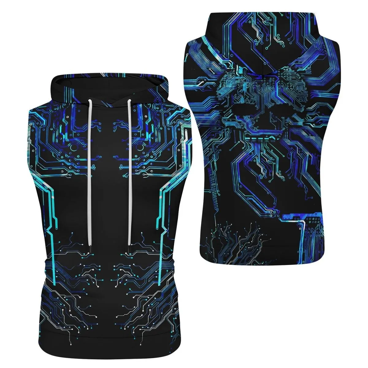 Glowing Circuit Sleeveless Pullover & Zip Hoodie