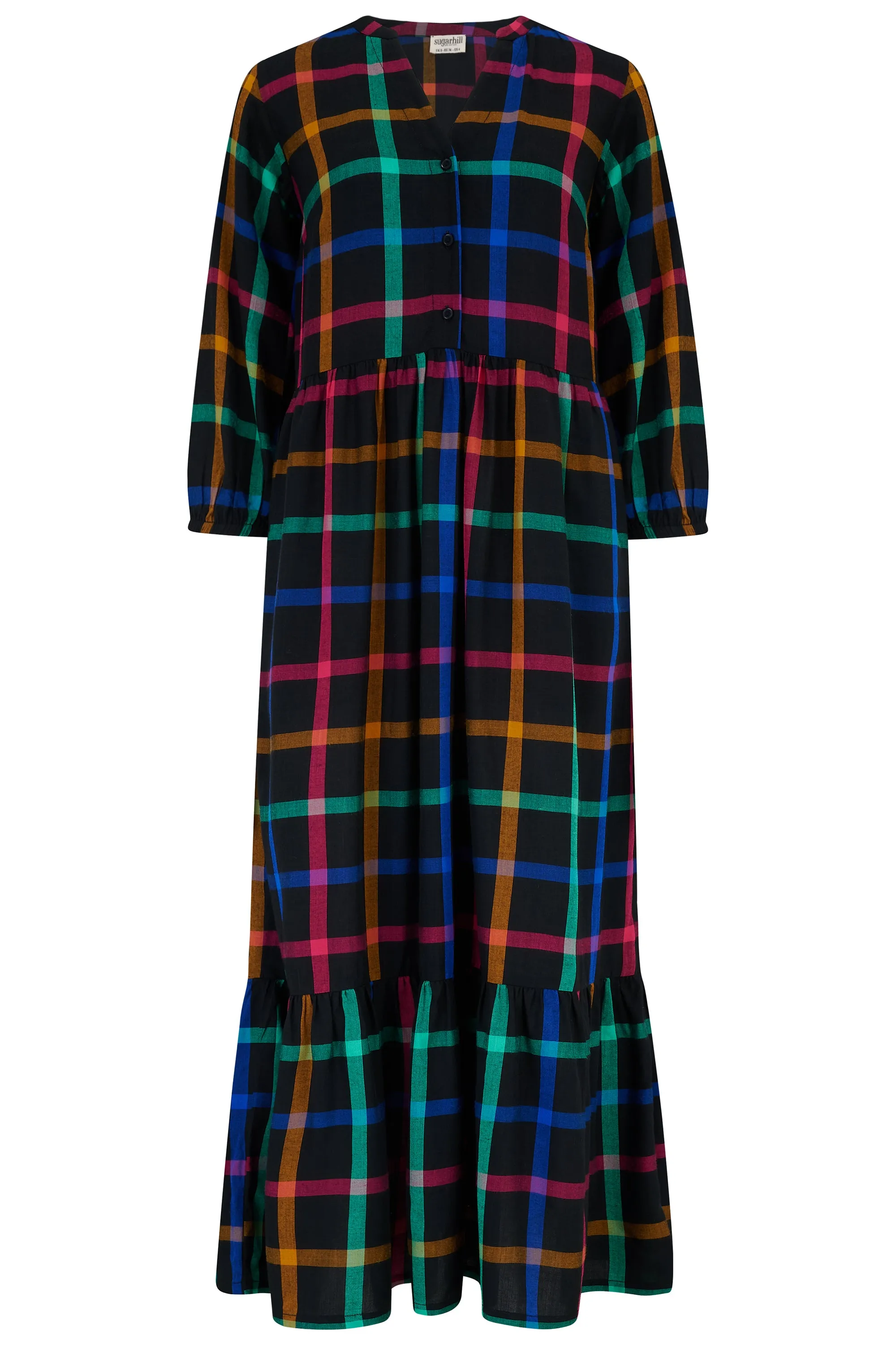 Uri Midi Dress - Rainbow Check Black