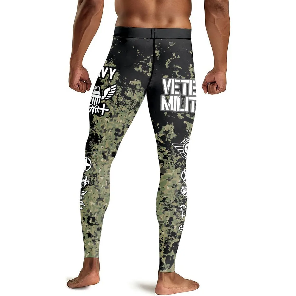 Veteran Navy Camouflage Men's Compression Leggings