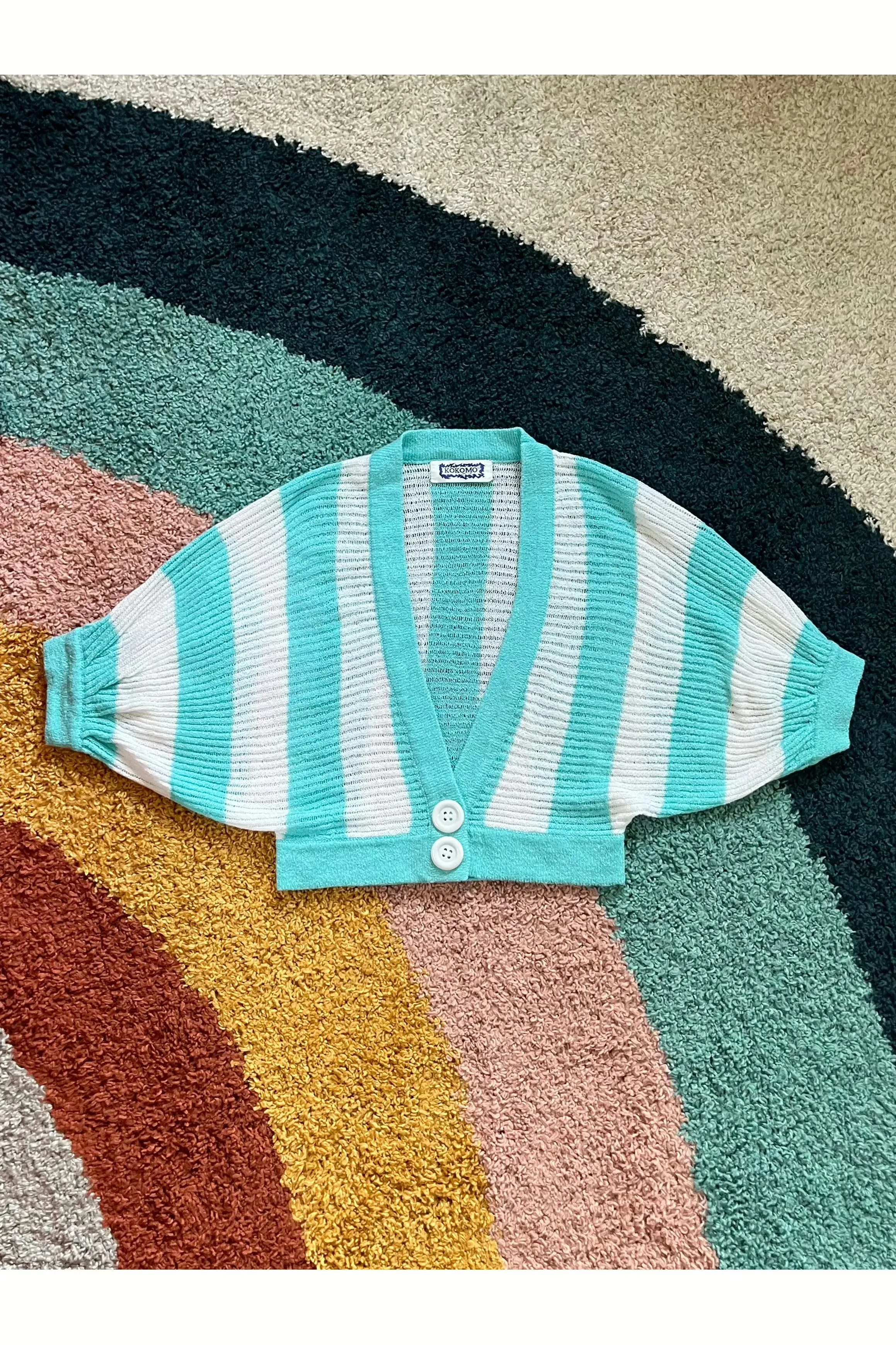 Vintage Crop Ribbed Knit Dolman Sleeve Sweater