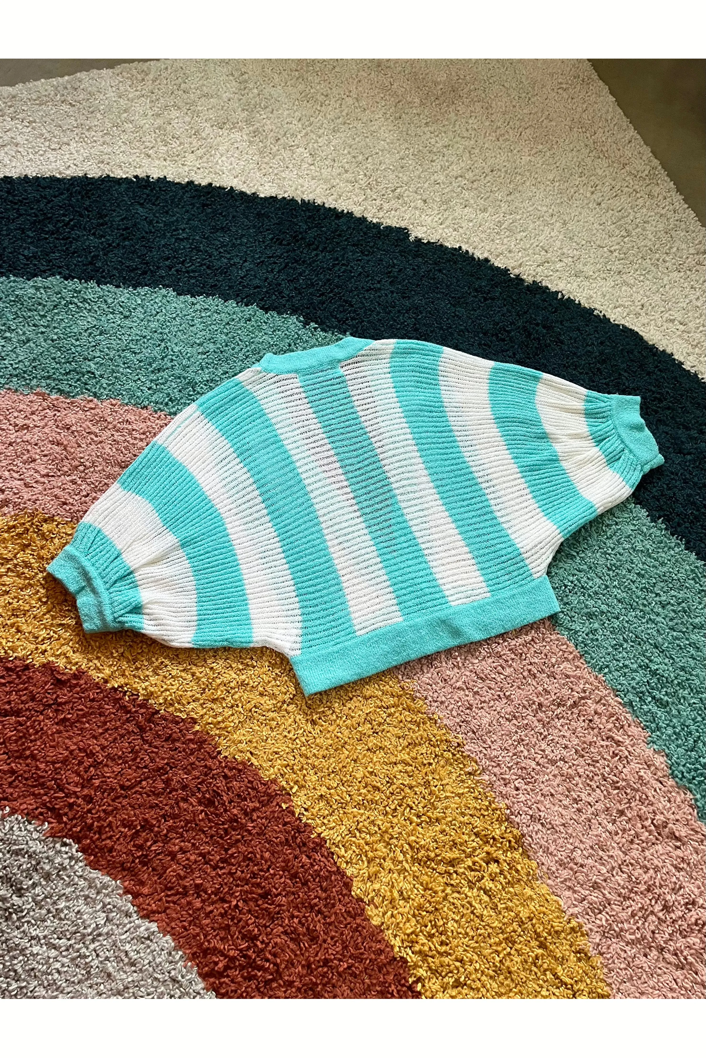 Vintage Crop Ribbed Knit Dolman Sleeve Sweater